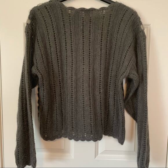 PASTA mohair blend gray black white chunky long sleeve loose knit sweater small - Picture 5 of 9